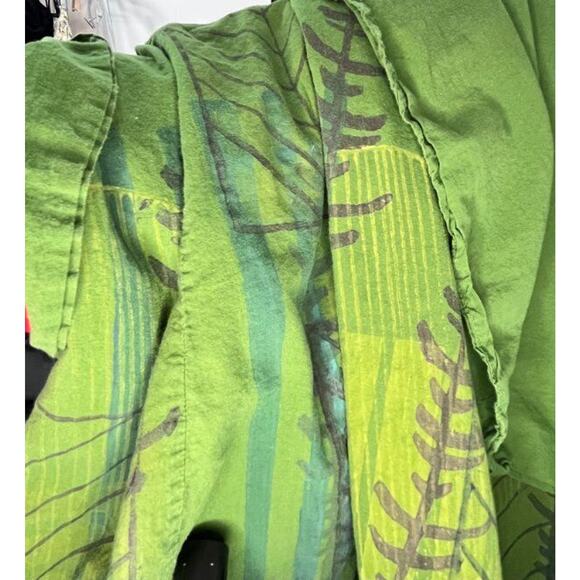 BLUE FISH Sz 1 Layered Green Short Sleeve Dress Linen - Picture 4 of 10